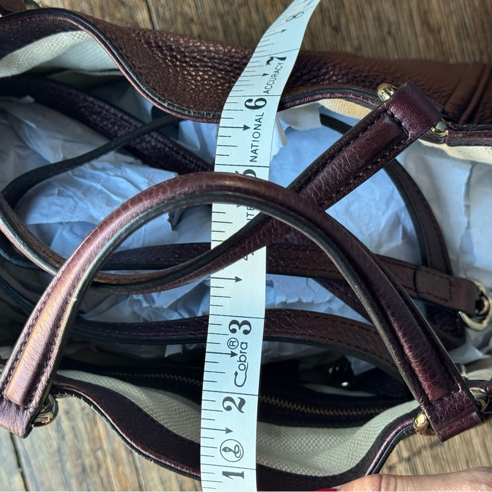Gucci Pebbled Leather Satchel in Deep Burgundy with Tassel - Picture 12 of 12